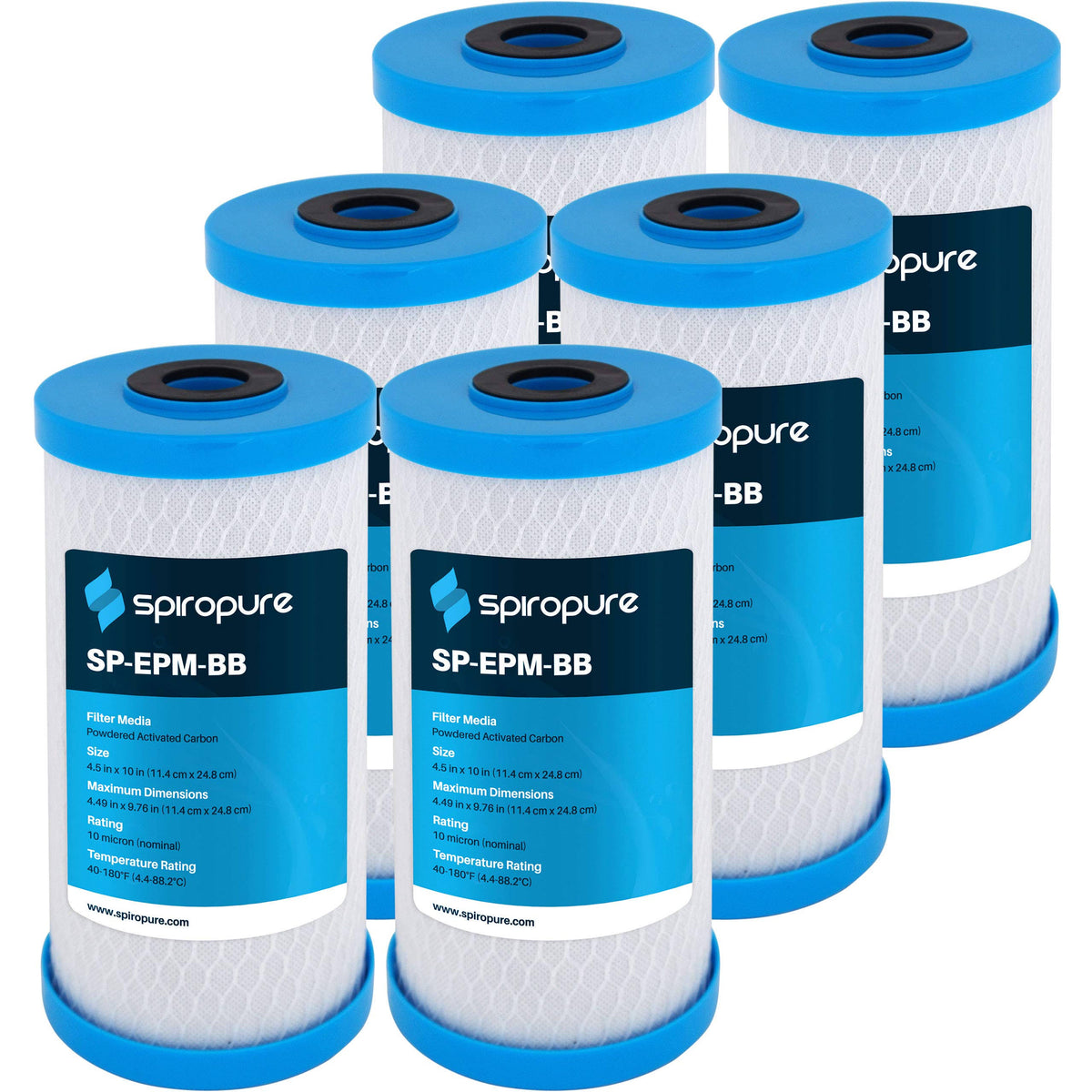 10x4.5 10 Micron NSF Carbon Water Filter Cartridge (6 Pack) V486