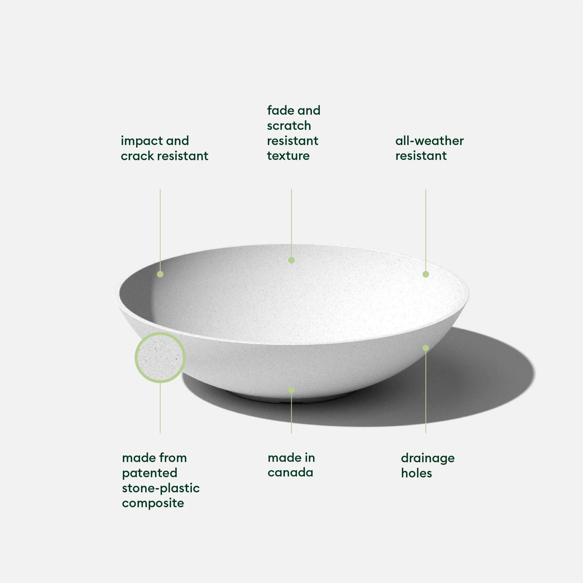 24" Plastic-Stone Planter 2-Pack White U741848