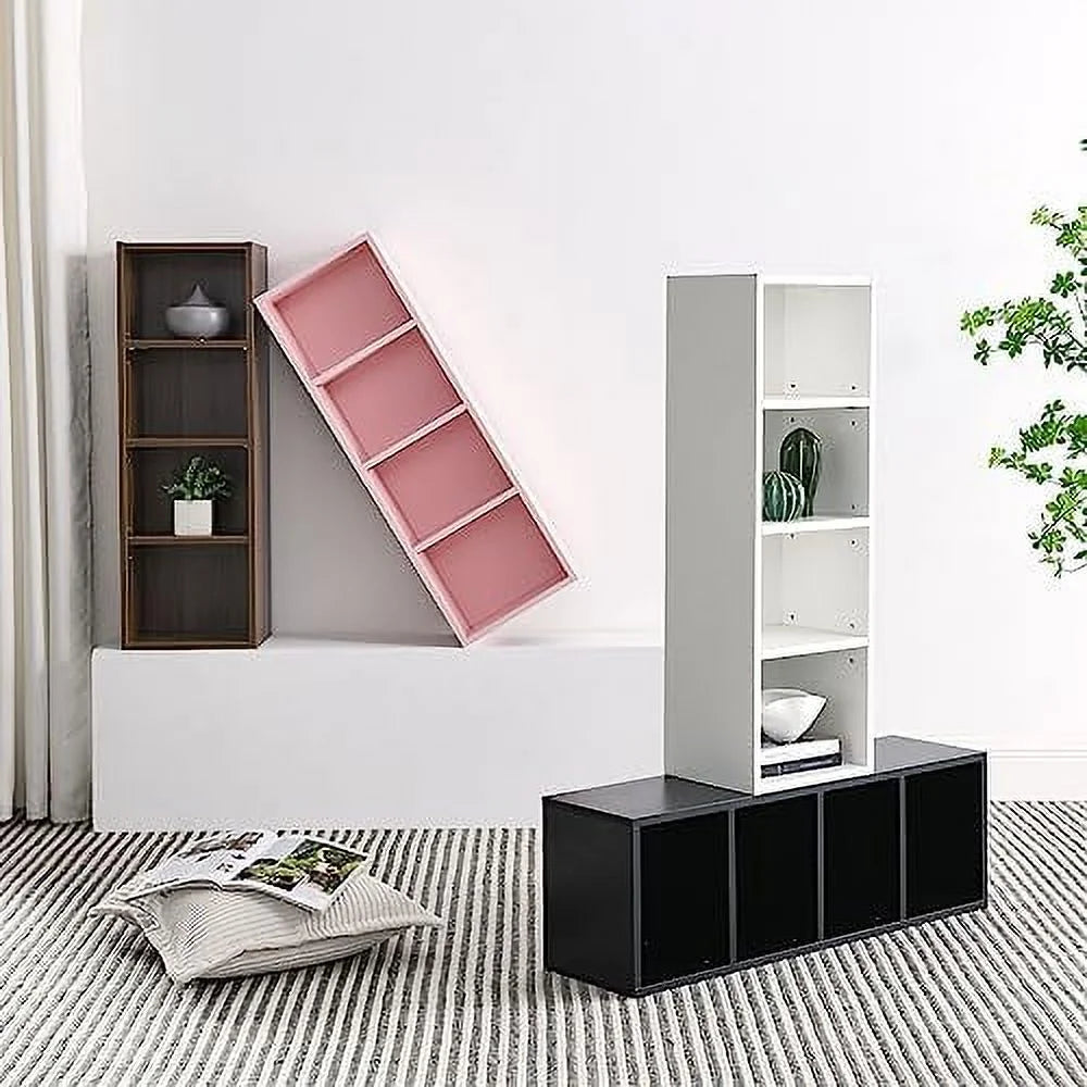 8-Tier Tall Narrow Media Tower Cabinet with Adjustable Shelves J5335