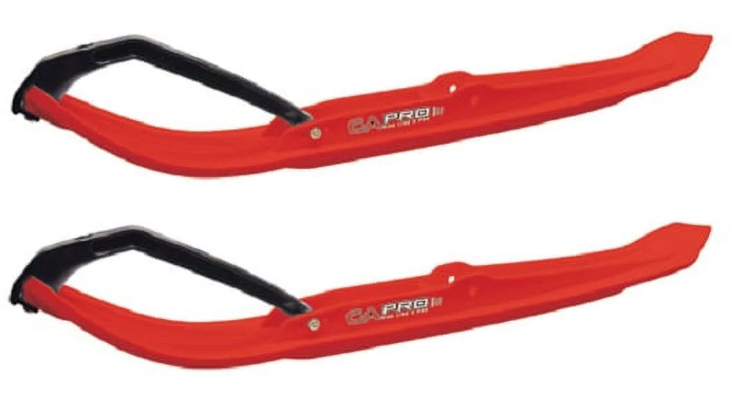 Red MTX Snowmobile Skis with 8" Round Bars Complete Kit D5355