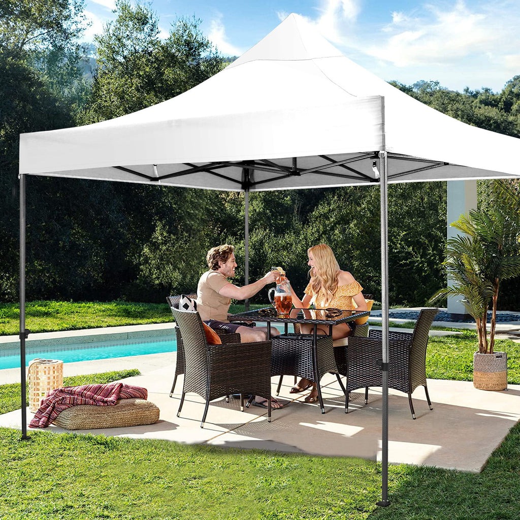 10x10 FT Pop Up Canopy Tent with 4 Removable Sidewalls, Roller Bag and 4 Sandbags, White I4767