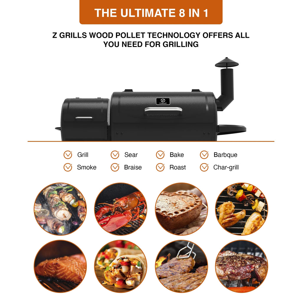 Wood Pellet Grill & Smoker 8-in-1 Black U822481