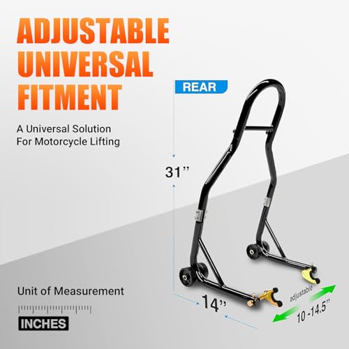 Motorcycle Rear Wheel Stand with U + L Fork Swingarm Spool, 850lbs Capacity A248832