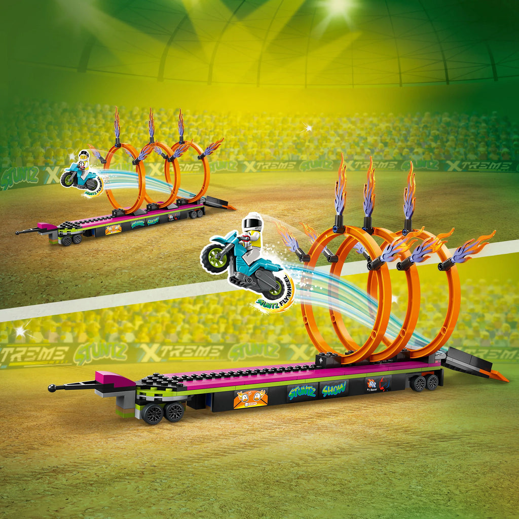 Stunt Truck & Ring of Fire Challenge with Motorcycle Toy and Minifigures W4207