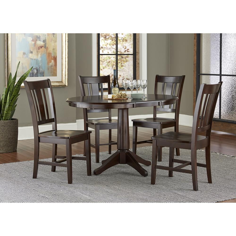 Round Extension Dining Table with 4 Chairs Set of 5 F6272