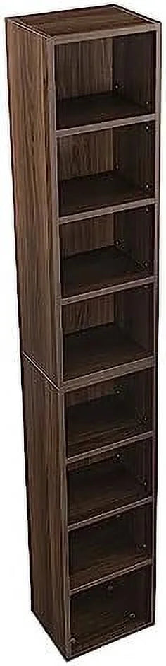 8-Tier Tall Narrow Media Tower Cabinet with Adjustable Shelves J5335