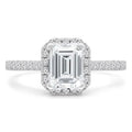 14K White Gold Emerald Diamond Halo Engagement Ring T88459