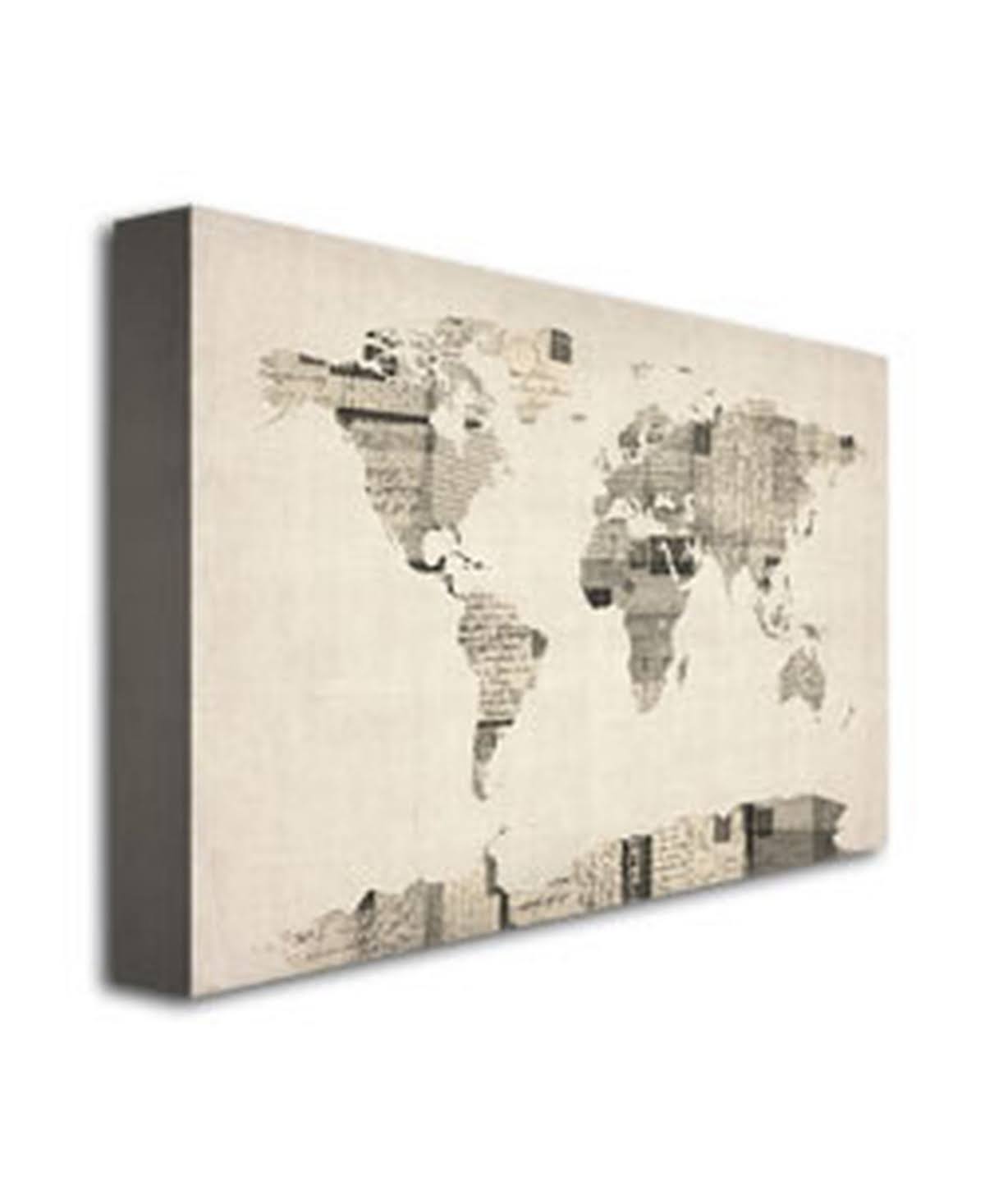 Vintage Postcard World Map Canvas Art W19935
