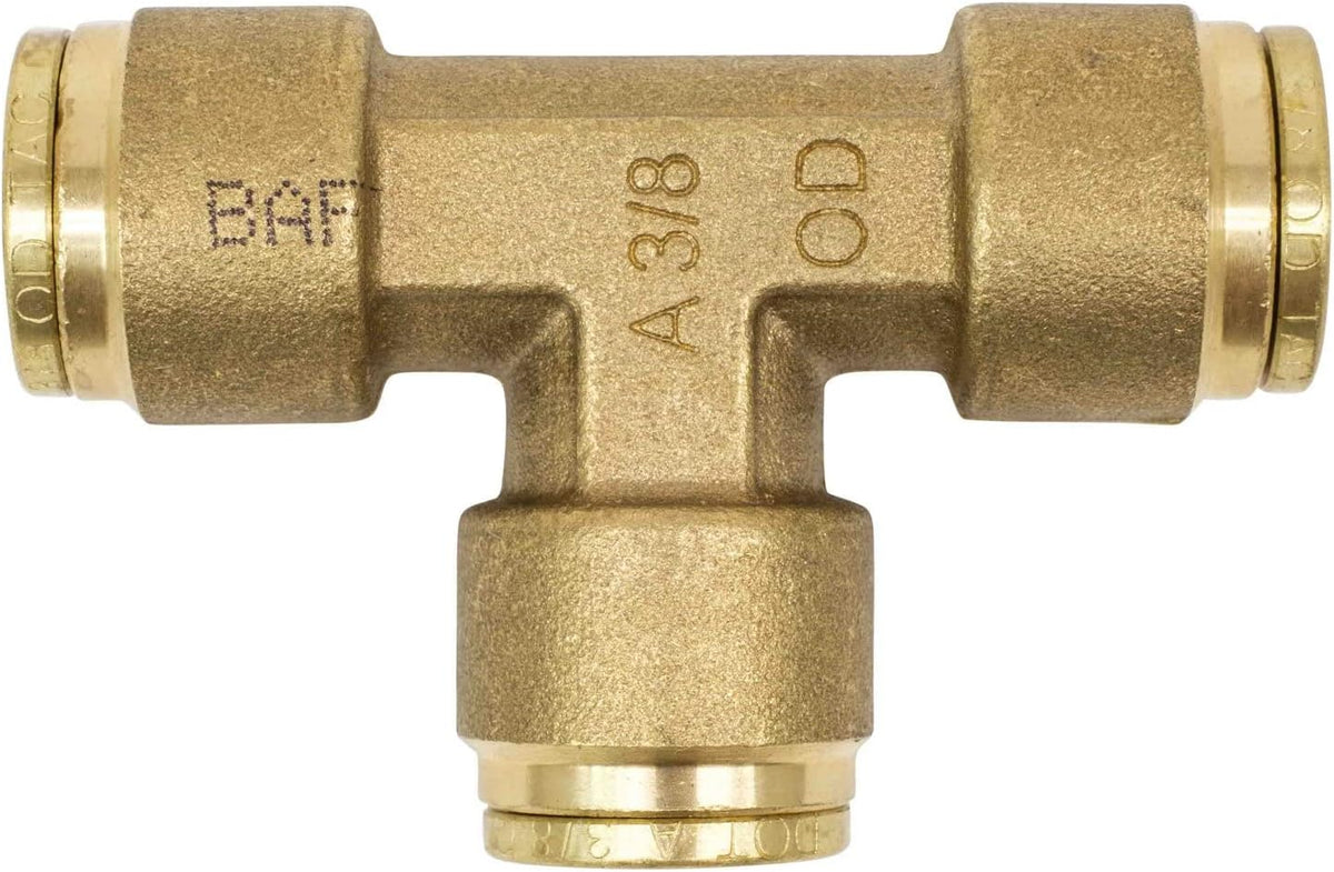 Brass Push to Connect Union Tee Air Brake Tube Fitting, 1/2" Tube OD, 5 Pack D409392