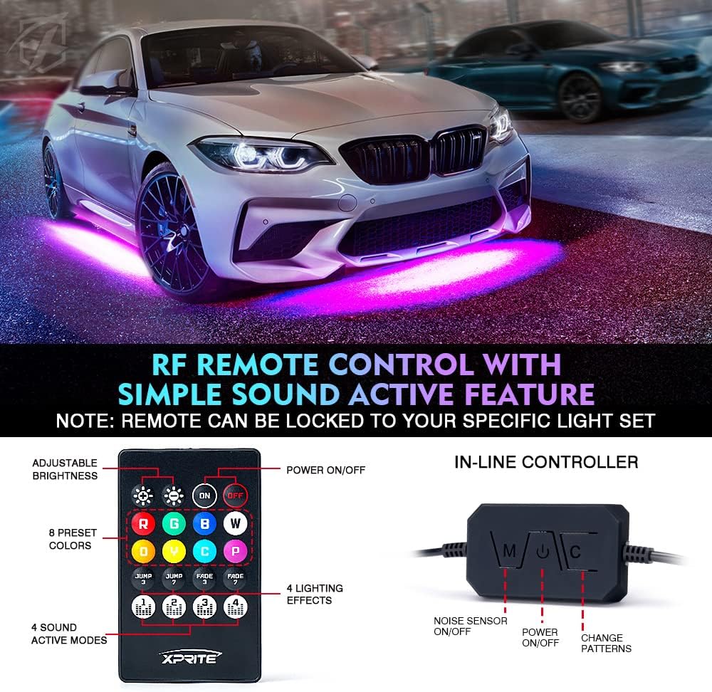 RGB LED Car Underglow Light Kit, 4 PCS, Pack of 2 Y3305