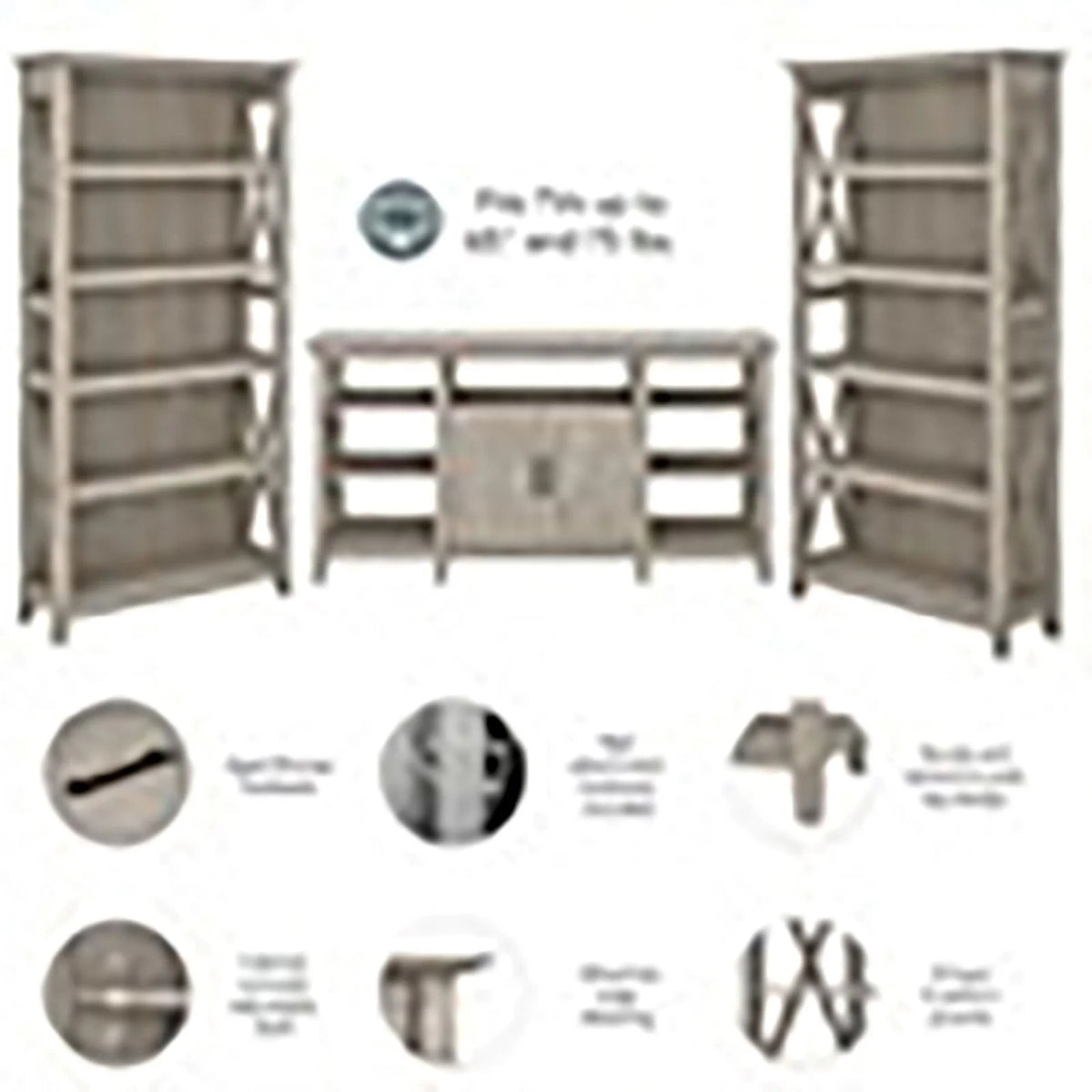 Tall Wood TV Stand with 2 Bookcases C6896