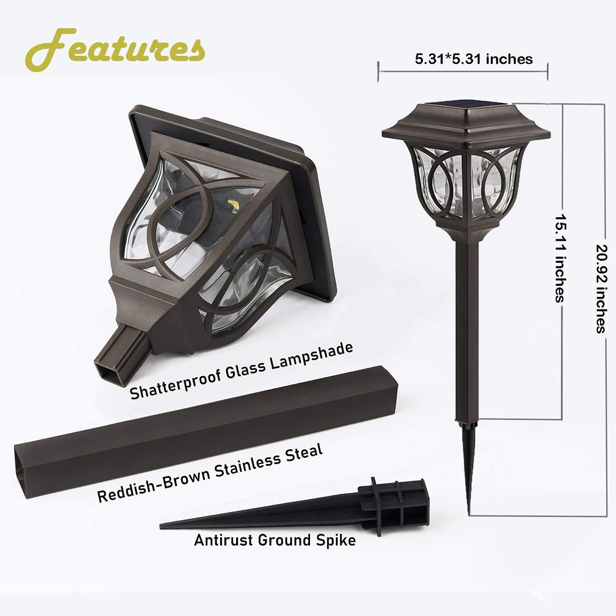 6 Pack Solar Powered Waterproof IP65 LED Pathway Lights G8470