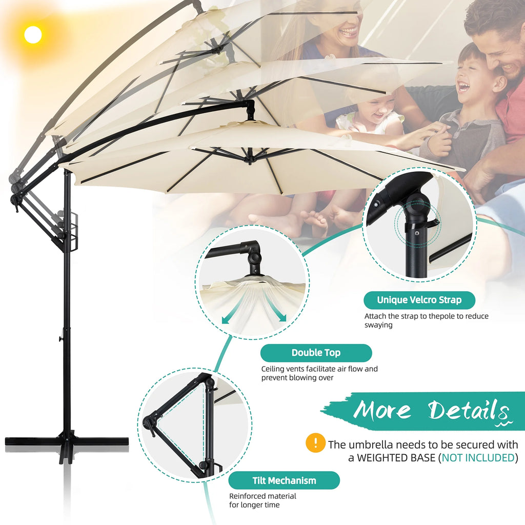 Dark Gray Offset Cantilever Umbrella with Cross Base J328086