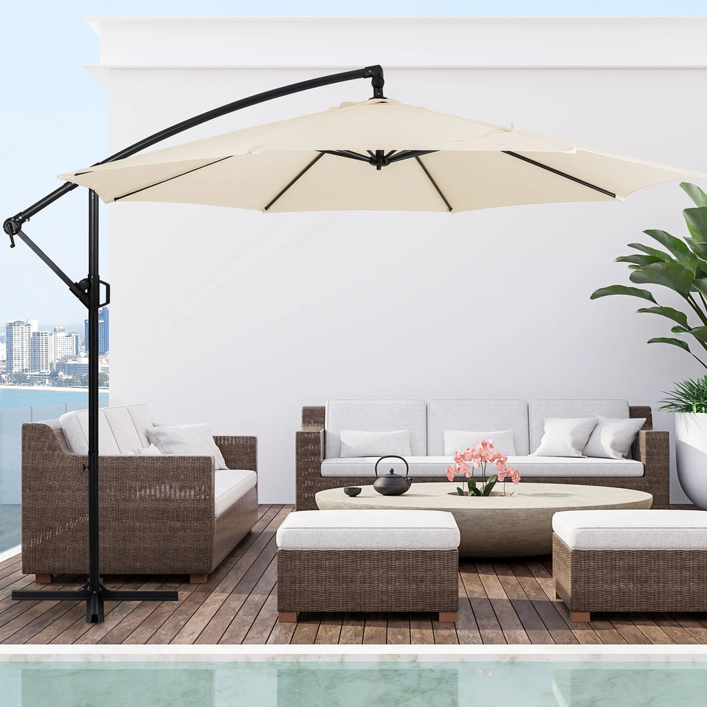 Dark Gray Offset Cantilever Umbrella with Cross Base J328086