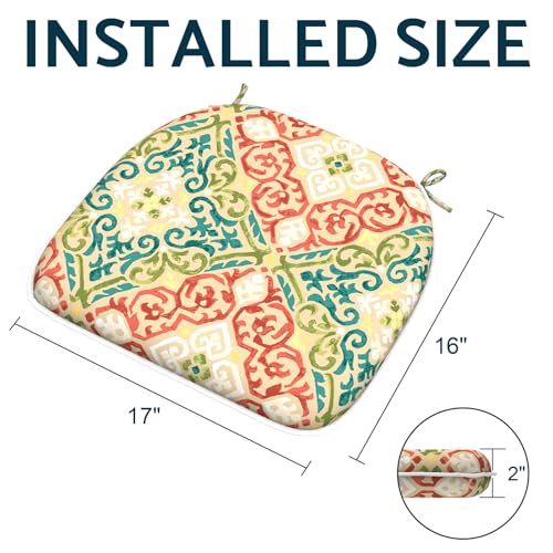 16x17 Inch Flower Blue Set of 4 Chair Cushions J9775