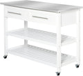 White Stainless Steel Top Kitchen Island Rolling Utility Cart with Drawers & Shelves T415