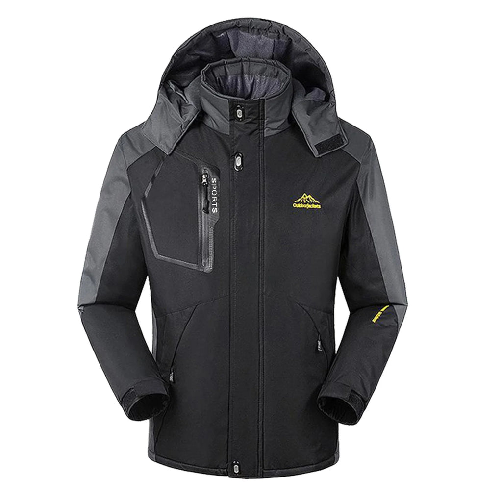 Men's Waterproof Ski Jacket Winter Warm Snow Coat with Removable Hood Black Y461