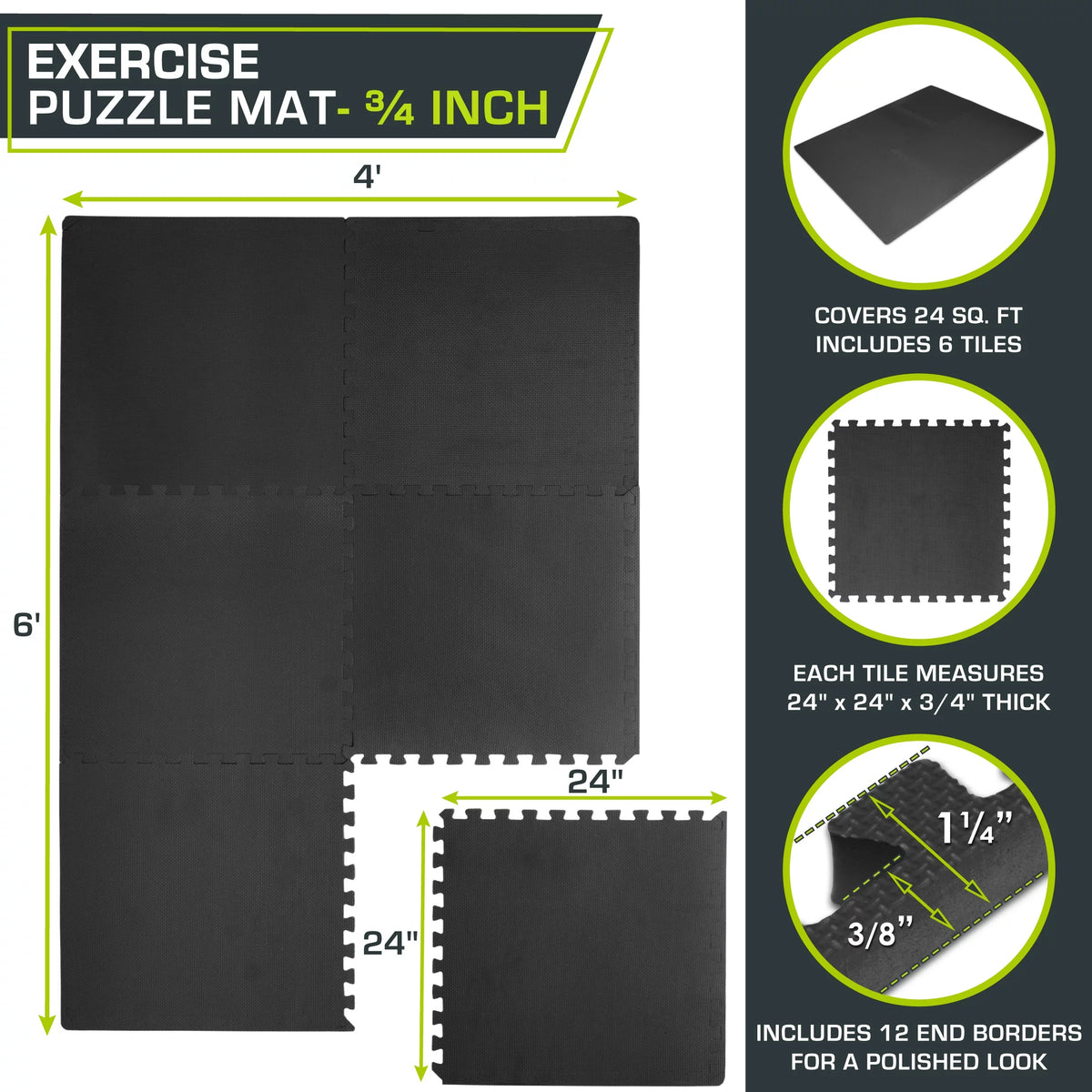 Extra Thick Puzzle Exercise Mat EVA Foam Tiles S880040