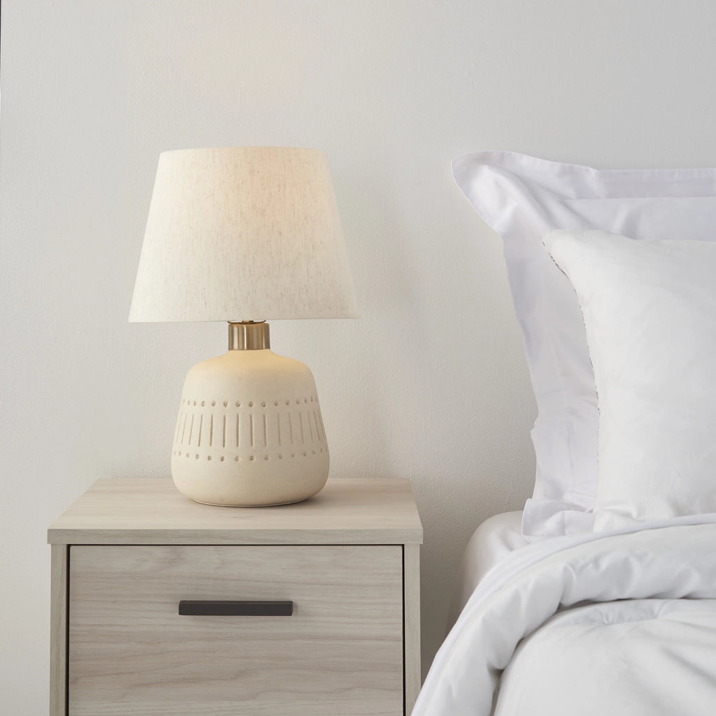 16" Natural Carved Ceramic Accent Table Lamp M697006