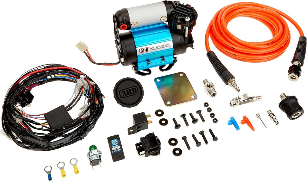 ARB Inflation Kit Air Compressor and Orange Air Hose Pump Up Kit with Quick Fitting Bundle On Board System U2953