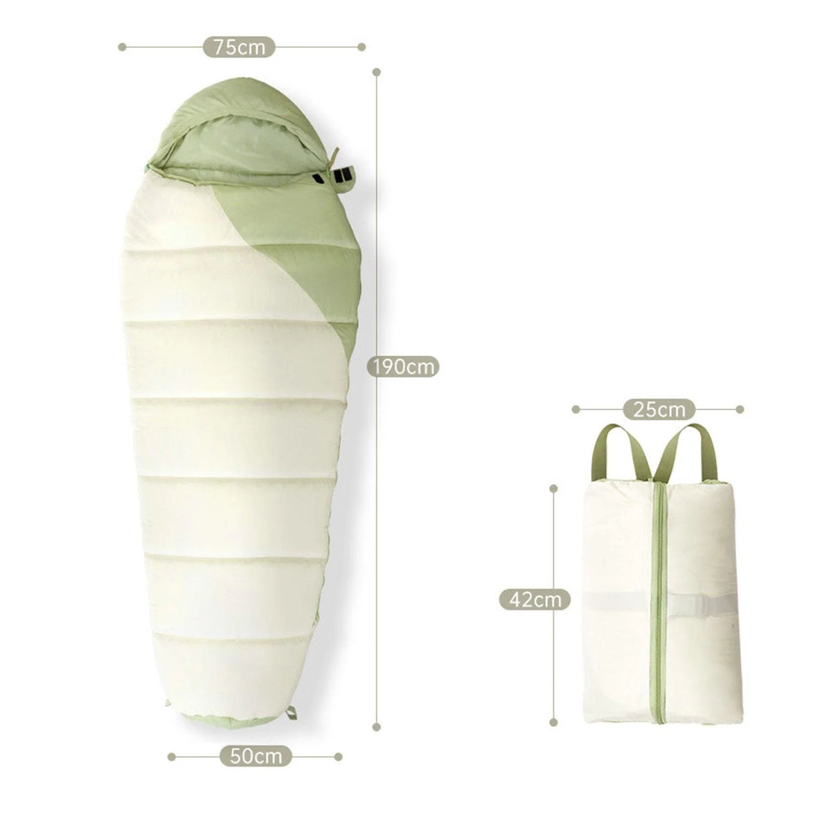 Cold Weather Down Mummy Sleeping Bag Thicken Portable Compact 1.1kg H89343