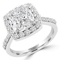 14K White Gold Cushion Cut Diamond Halo Engagement Ring H6339