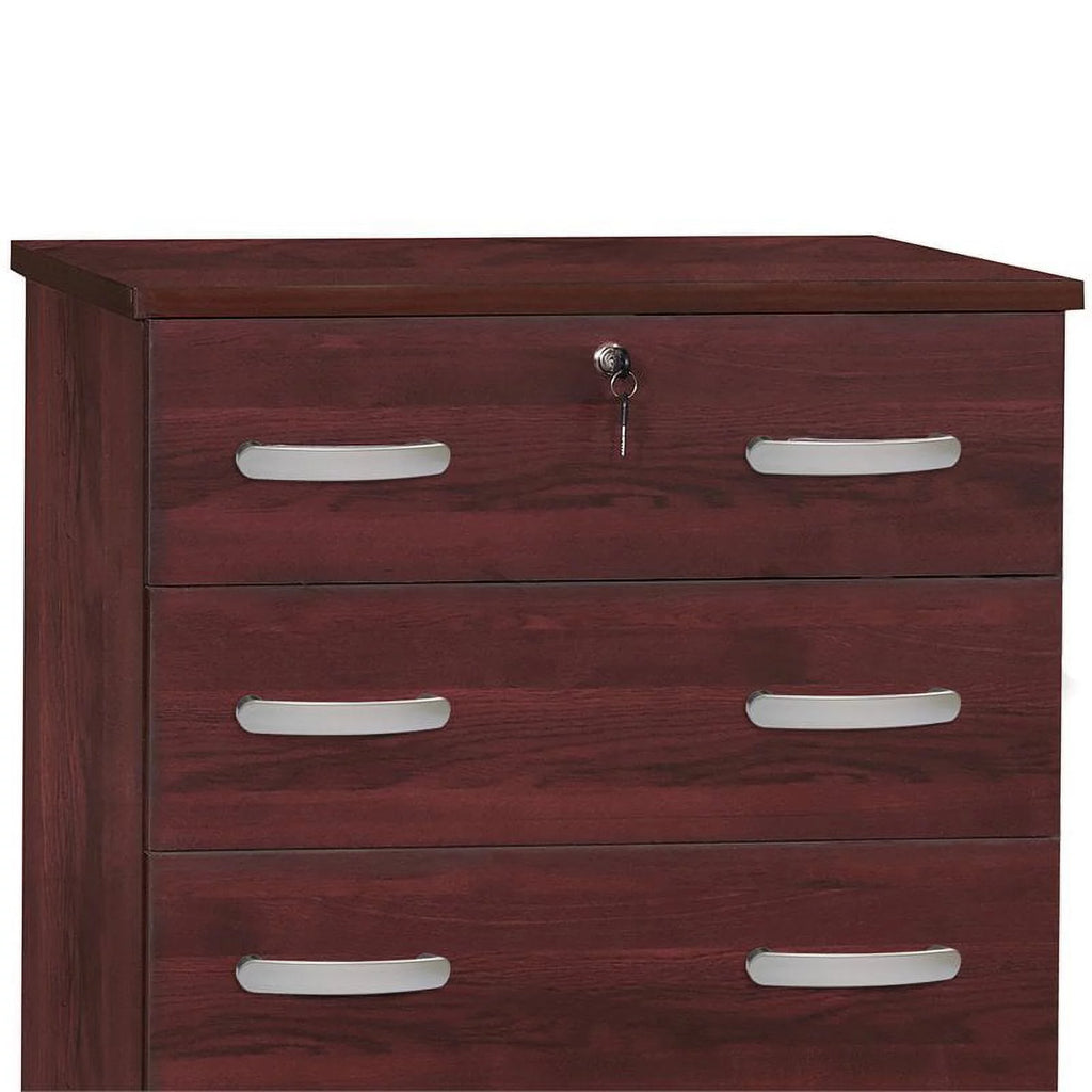 Twin Captains Bed & Dresser with Lock in Mahogany Y2472